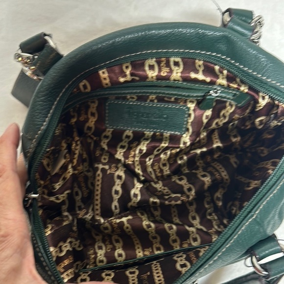 Tignanello Green Leather Satchel with Adjustable Strap - Picture 11 of 12